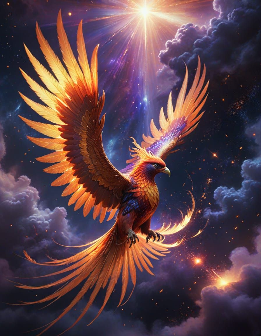 Phoenix in Cosmic Splendor, Ethereal Artistry