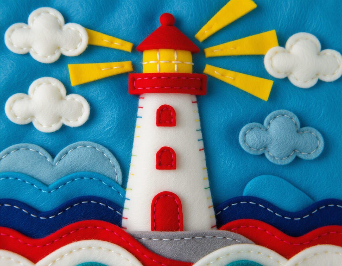 Handmade Felt Lighthouse with Stitched Details
