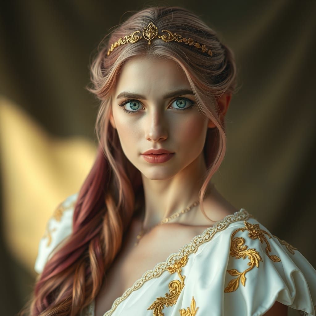 Brunhilda with Rose Hair and Golden Diadem