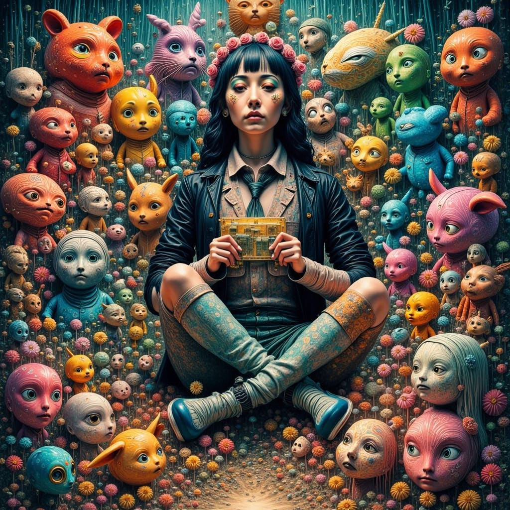 Ethereal Toy Figure in Abstract Reality