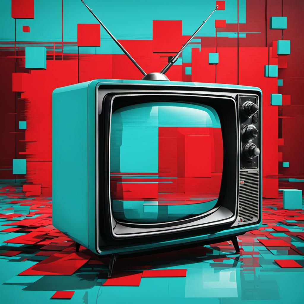 Glitch Art Portrait of an Old Television