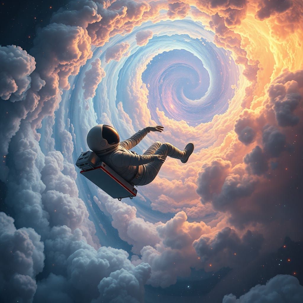 Surreal Space Odyssey in Cyberpunk Aesthetic