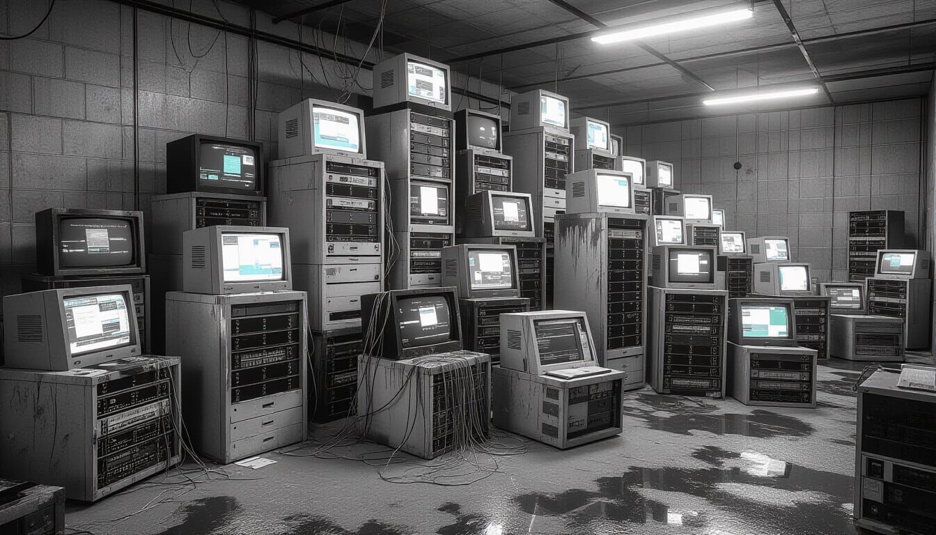 Decrepit Supercomputers in Synthwave Retro Style