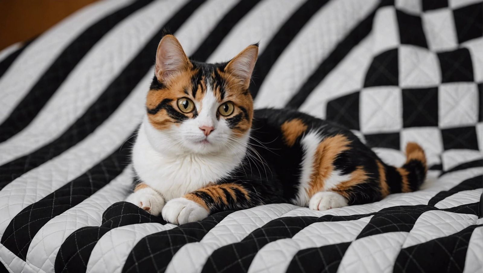 Calico Cat Comfort on Quilted Blanket