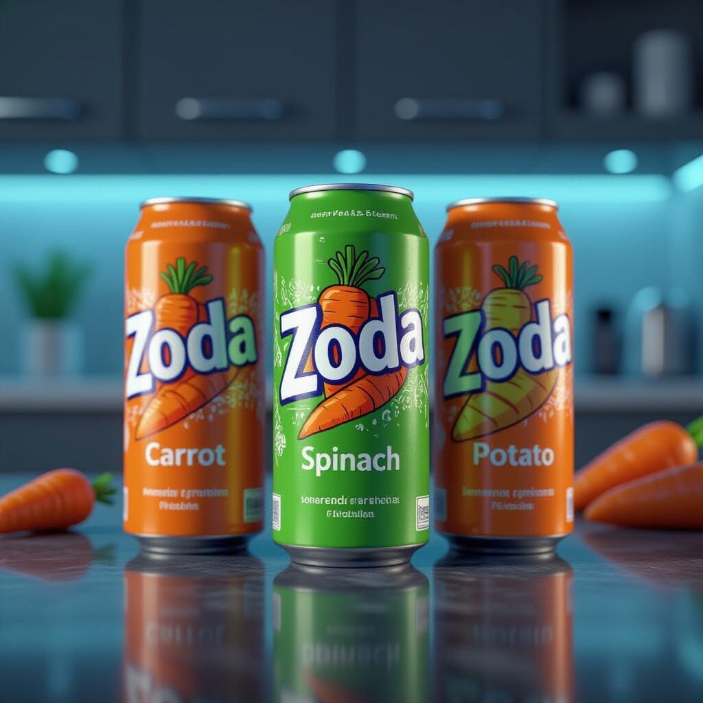Vibrant Zoda Soda Cans: Fantasy Concept Art