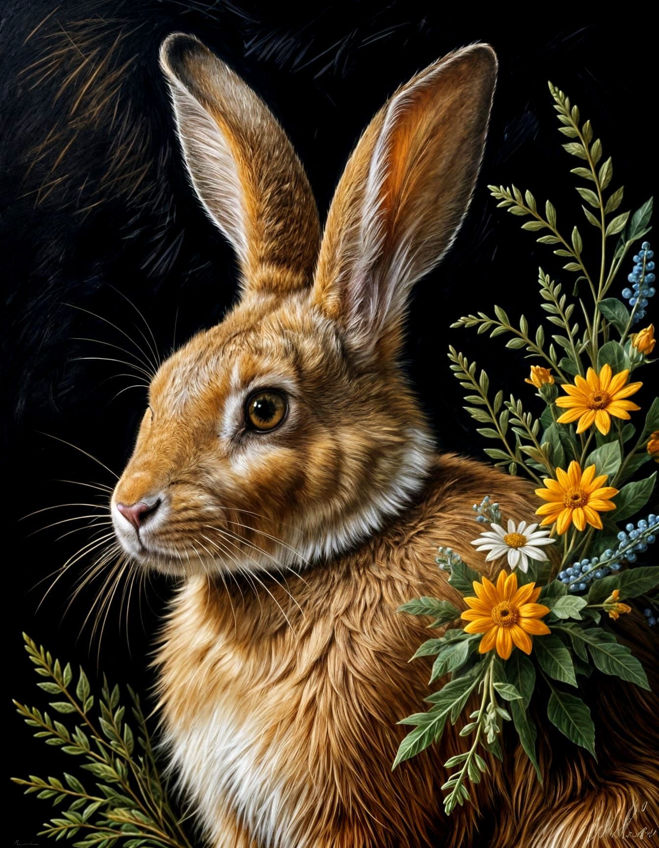 Regal Rabbit Portrait in Flemish Renaissance Style