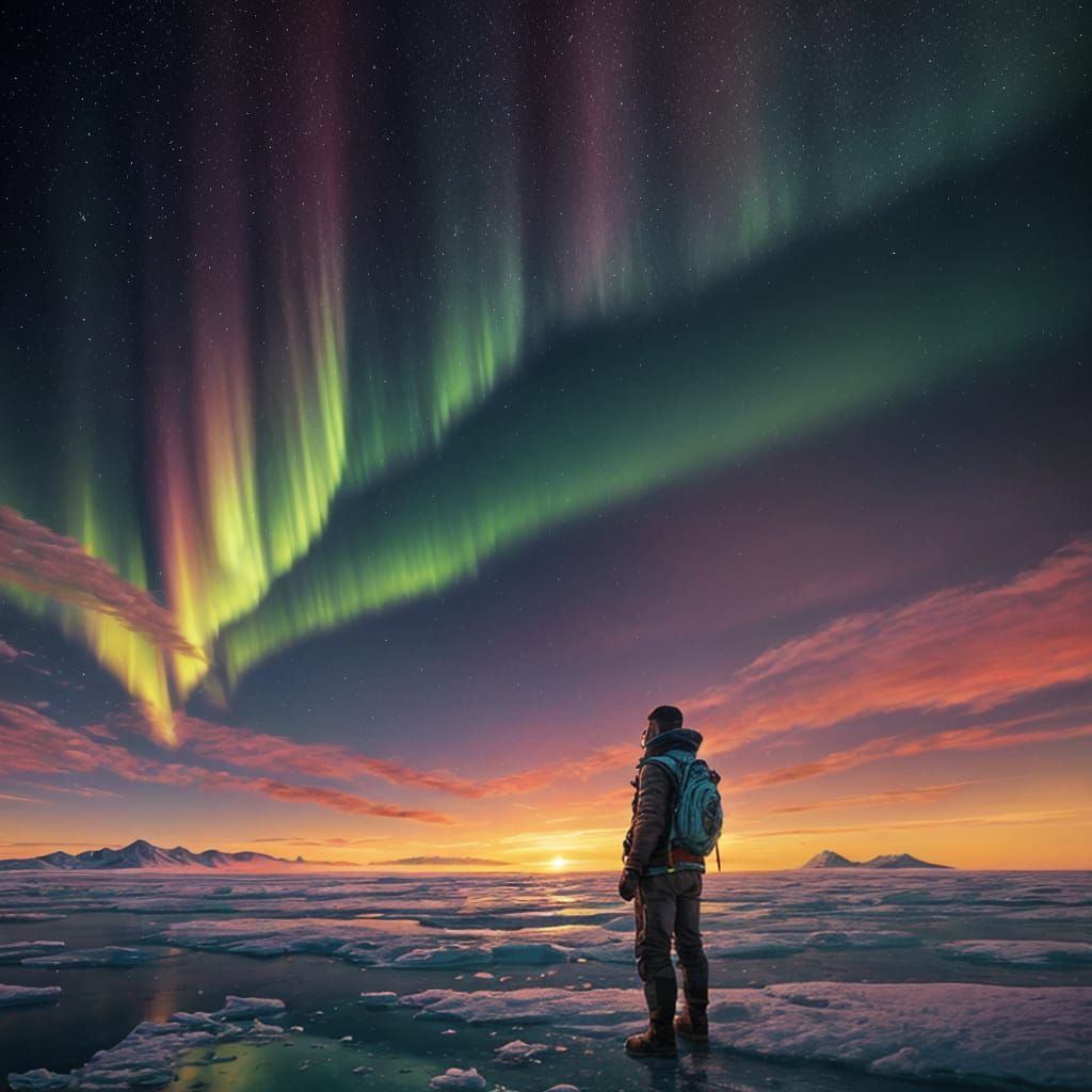 Hyperrealistic Arctic Tundra Under Northern Lights