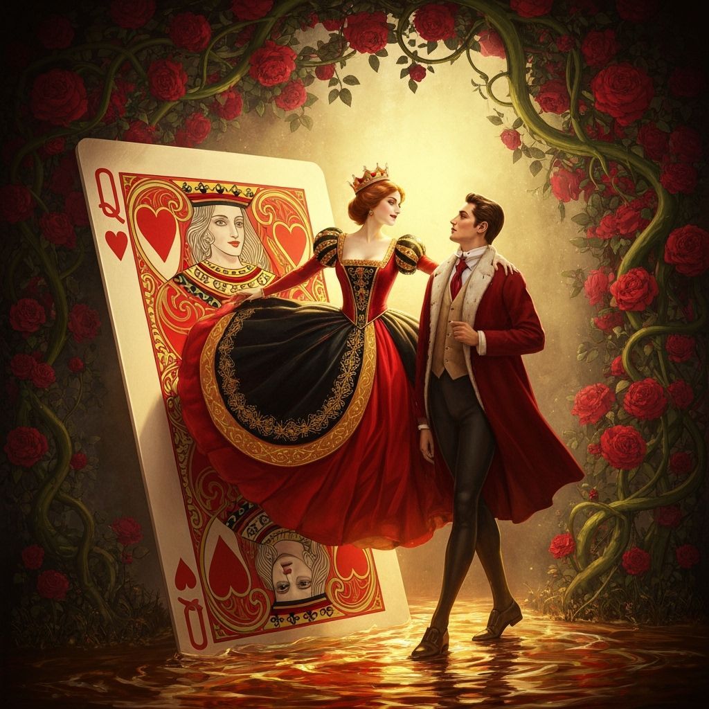 Queen of Hearts Emerges From Ornate Card