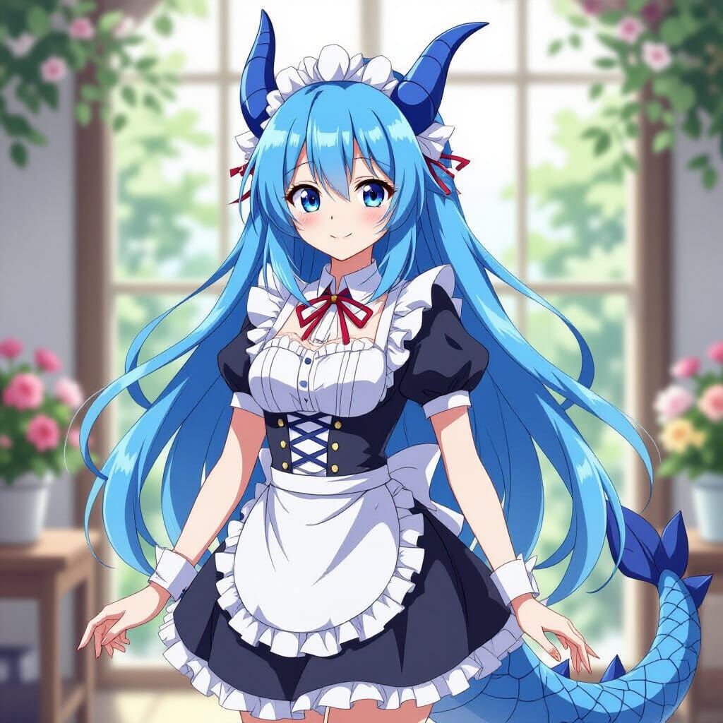 Blue Dragon Maid Tohru in Anime Key Visual Style
