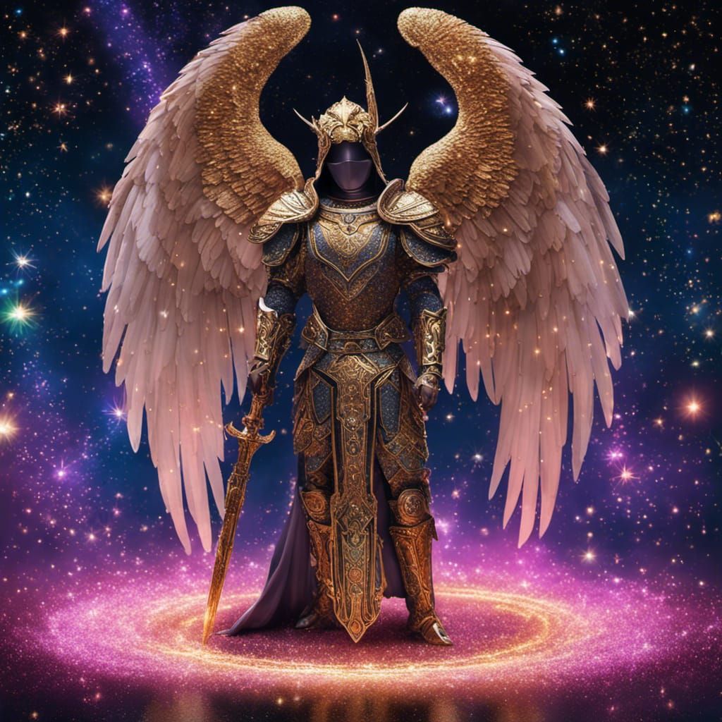 Archangel Gabriel in Glitter Armor: Kinetic Pointillism