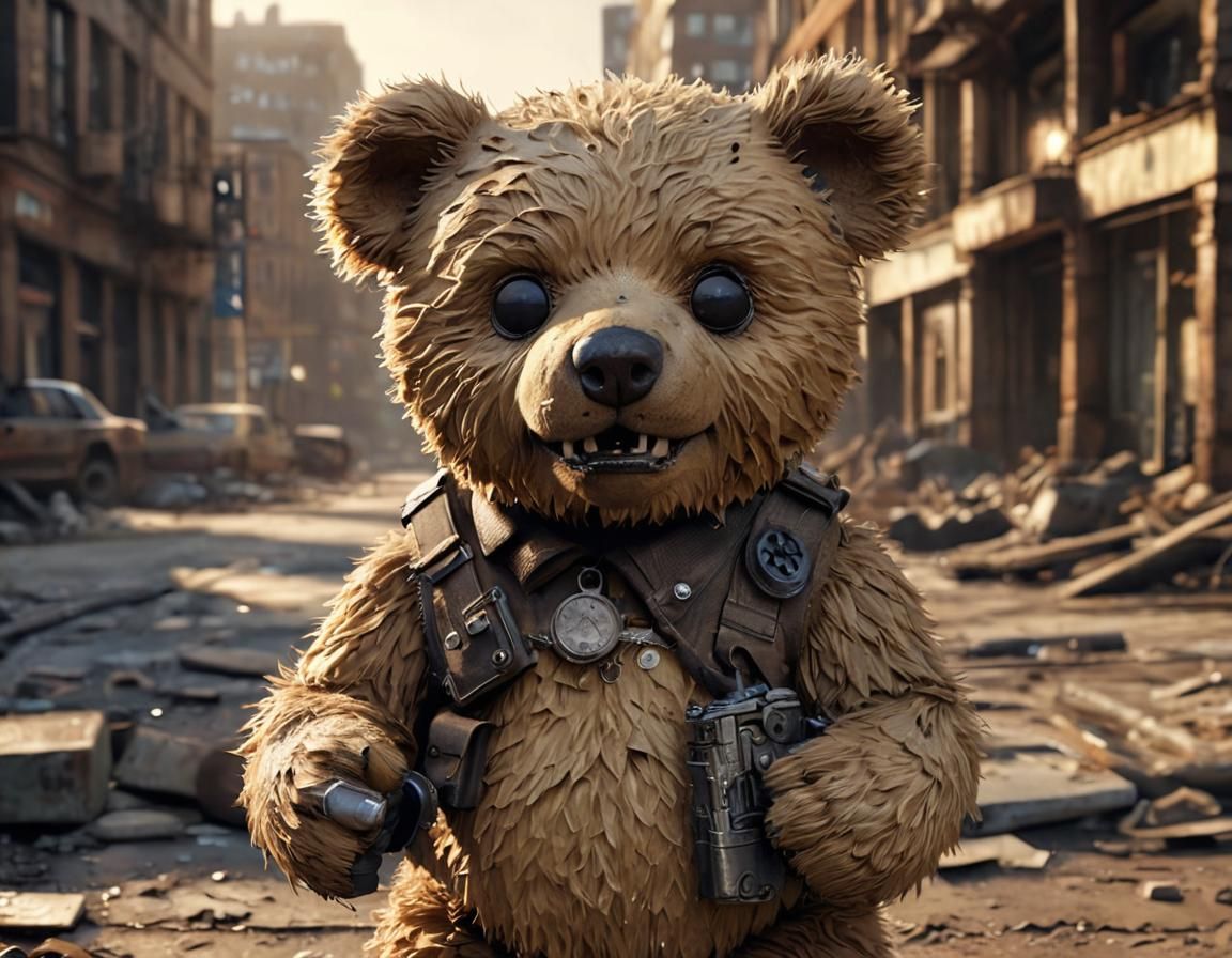 Post-Apocalyptic Teddy Bear with Grenades