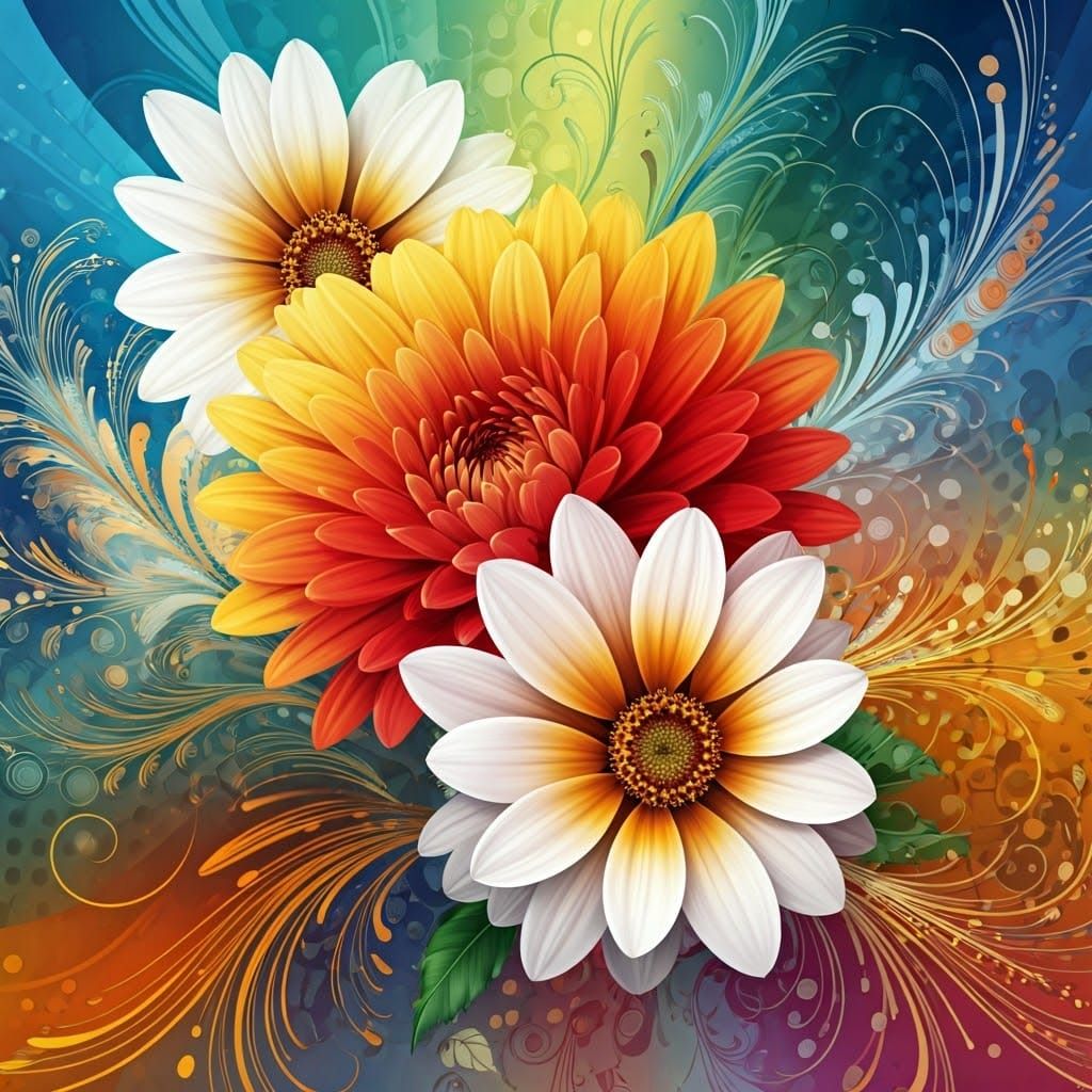 Vibrant Floral Explosion in Dynamic Art