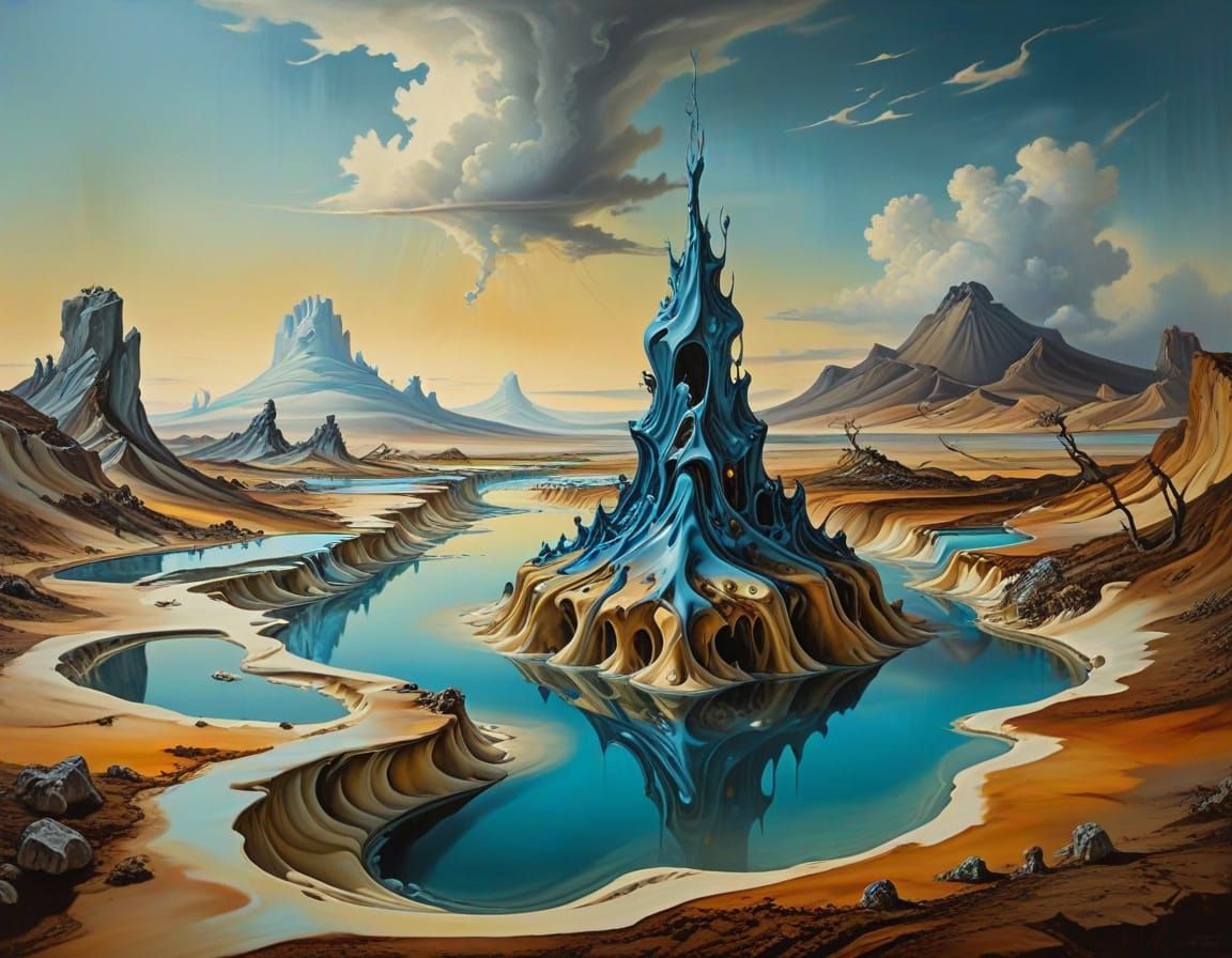 Dreamlike Surreal Landscape in Dalí's Style
