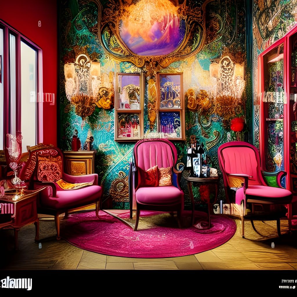 Intricate Salon Interior with Barglobe and Wine