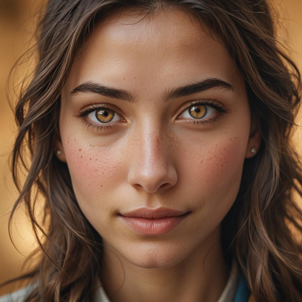 Hyperrealistic Portrait of Girl with Gentle Smile