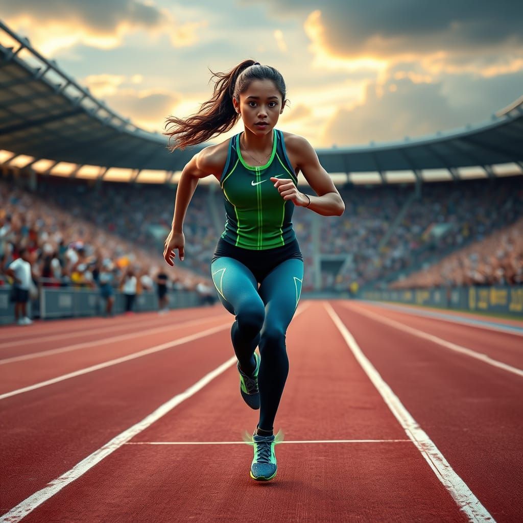 Sleek Athlete Runs Hurdle in Neon Jersey