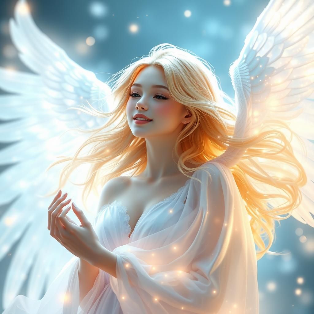 Luminous Winged Spirit in Anime Art Style