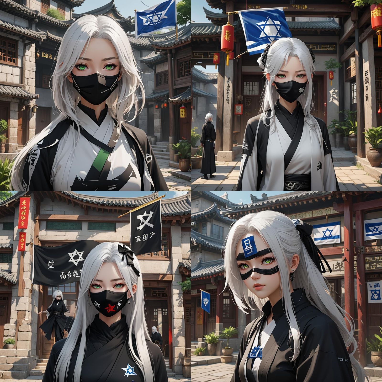 Anime Style Chinese Girl with Israel Flag