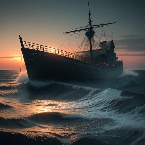 Surreal Beach Scene with Glass and Bones