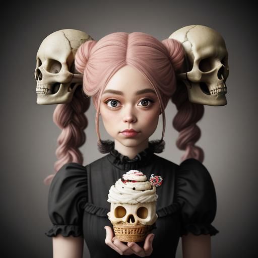 Surreal Doll with Skull and Spiders