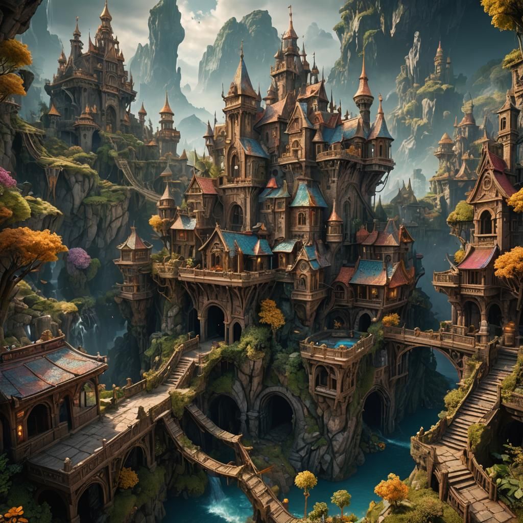 Fantastical Matte Painting in Deep Color, 8K