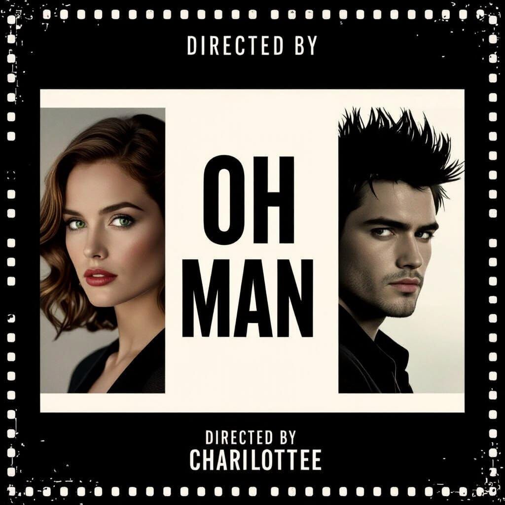 Stylish Movie Poster with Silhouettes in Hollywood Style