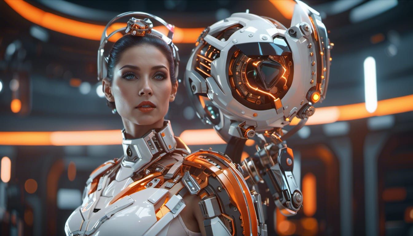 Futuristic Lady with Jewel in Sci-Fi Style