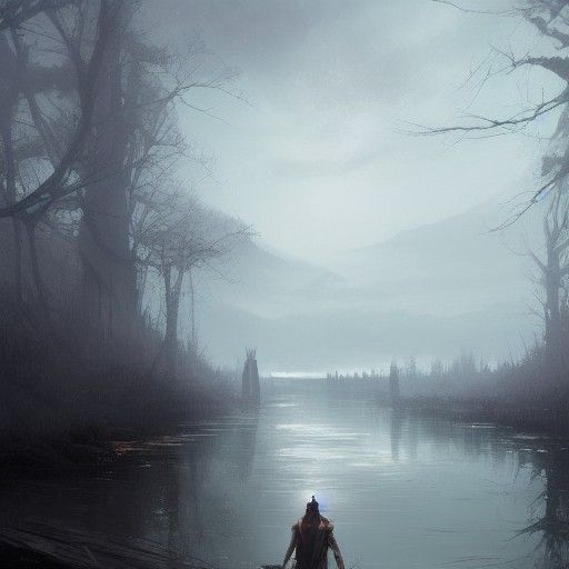 Sinister River Landscape in Digital Painting Style