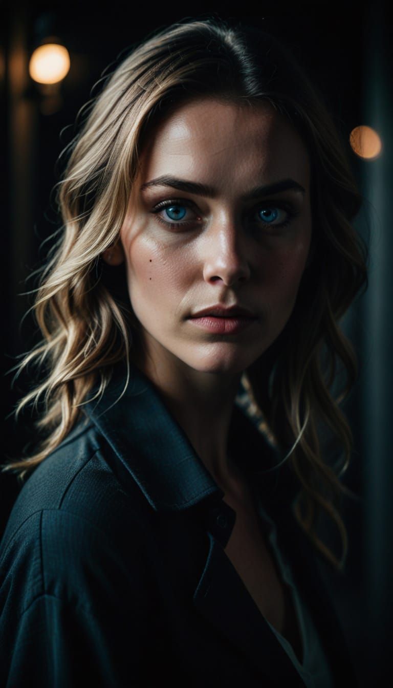 Moody Film Noir Portrait of a Brunette Woman