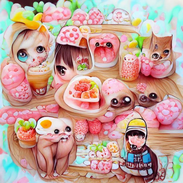 Adorable Kawaii Art Illustration in Pastel Hues