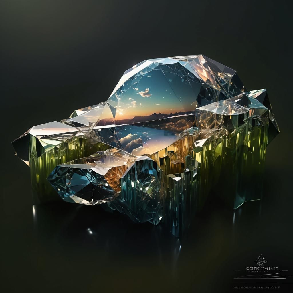 Abstract Crystal Structure Reflects Sky Hues