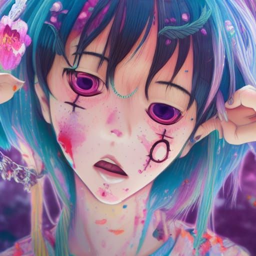 Decora Kei Zombie in Anime Key Visual Style
