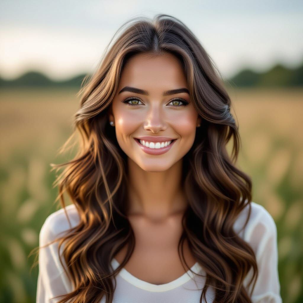 Cute Woman with Elaborate Long Hair