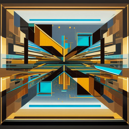 Futuristic Cubist Squirrel Hologram in Shimmering Kitchen