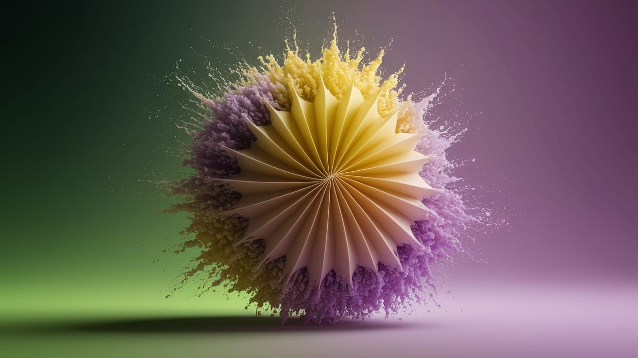 Abstract Splash Art in Cubism Synthwave Style