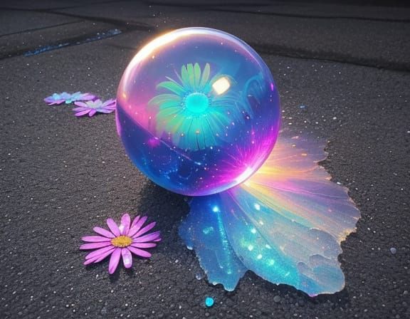 Surreal Daisy on Cracked Pavement, Pop Art Style