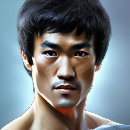 Hyperrealistic Portrait of Bruce Lee in 8k Resolution