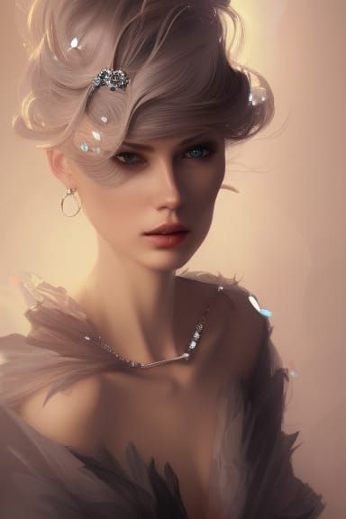 Elegant Woman in Diamonds: Hyperdetailed Art Portrait