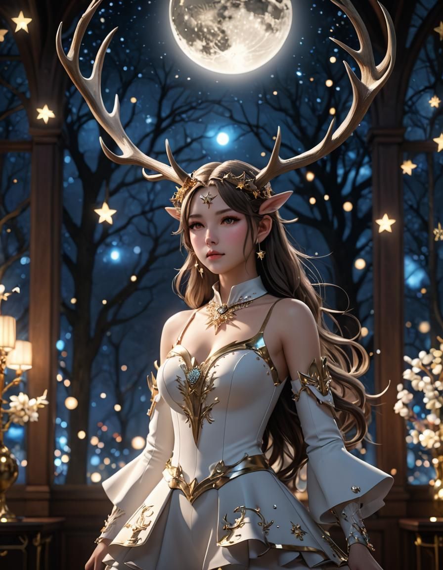Antler Ballroom Suit with Moon and Stars Bokeh