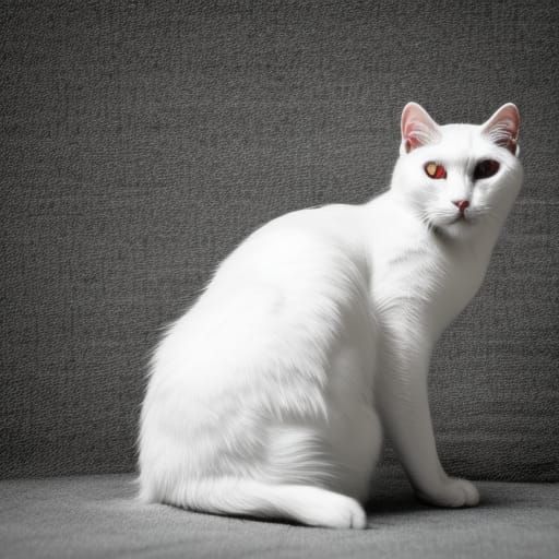 White Cat in Professional Photography Style
