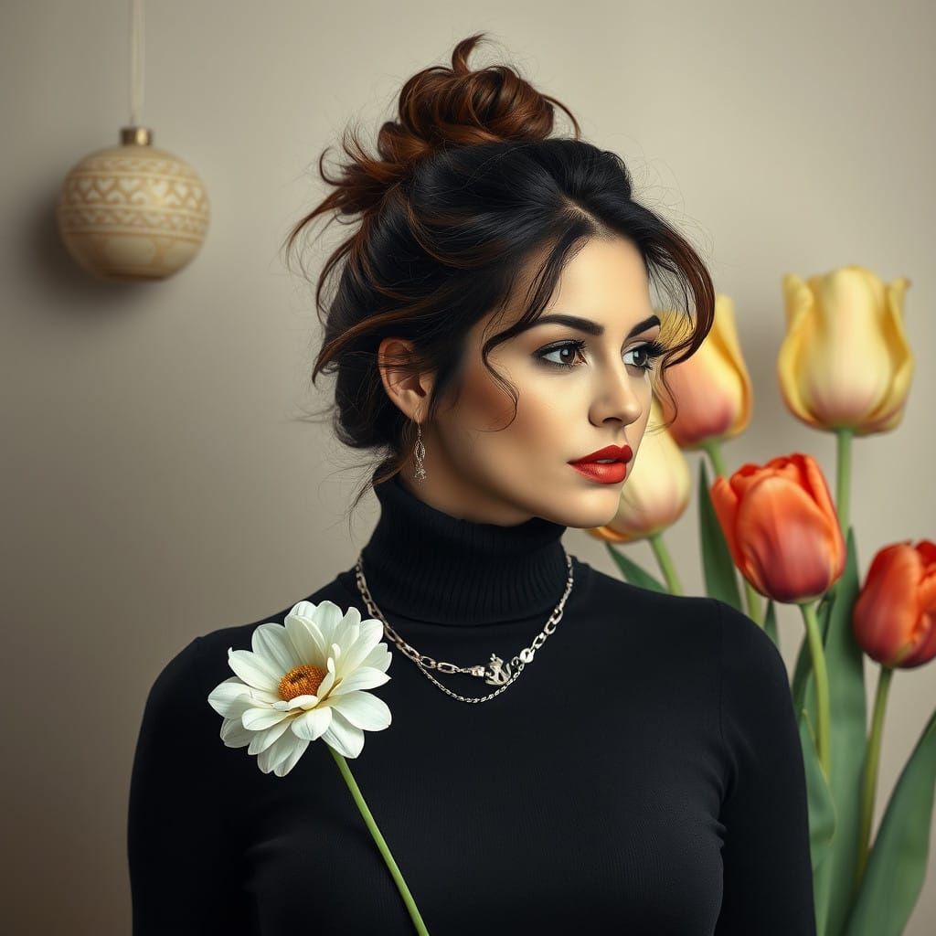 Blossoming Elegant Woman in Soft Florals