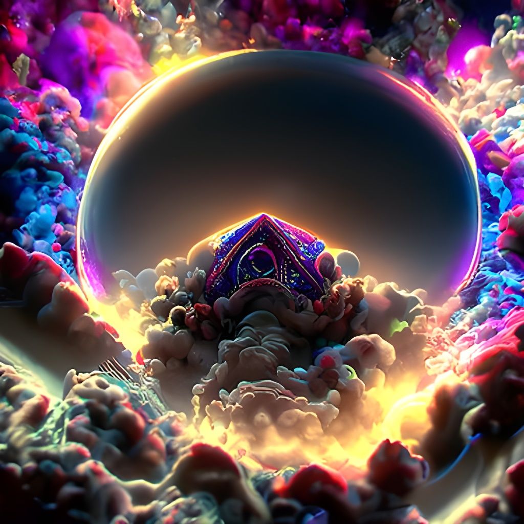 Cosmic Portal: Hyperrealistic Geometric Neon Sky