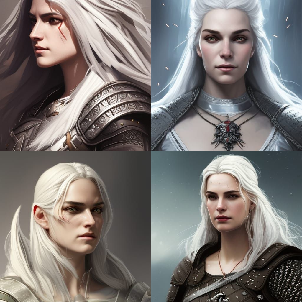 Female Witcher Portrait in Art Nouveau Style