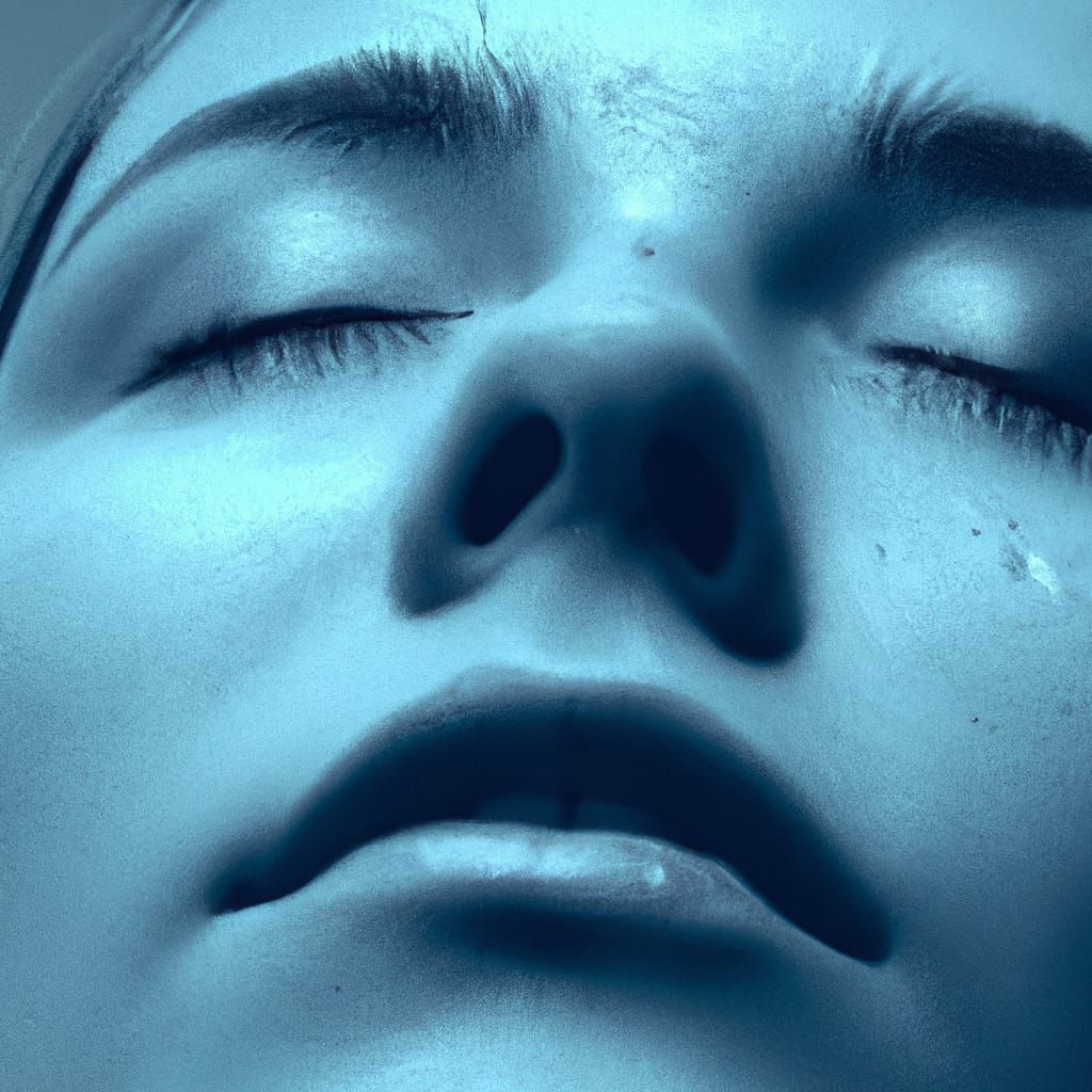 Monochrome Portrait of a Girl Streaked with Rain