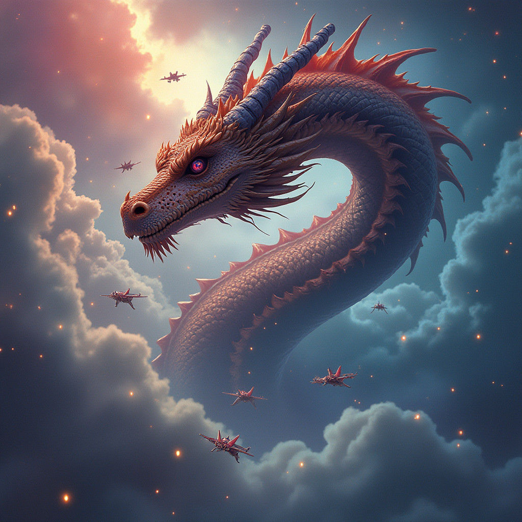 Dragon Leads Fighter Jets Against Alien Invasion
