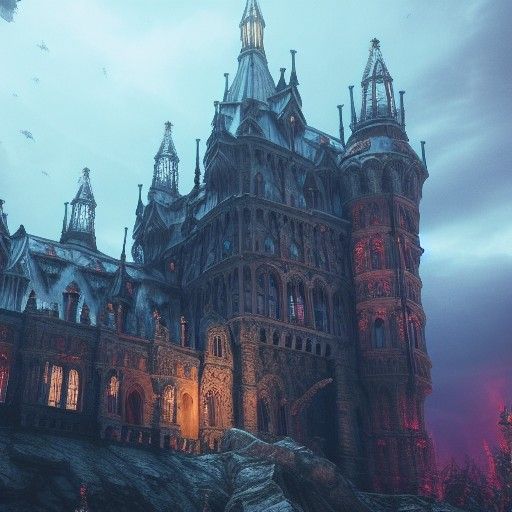 Epic Gothic Castle in Detailed Fantasy Landscape