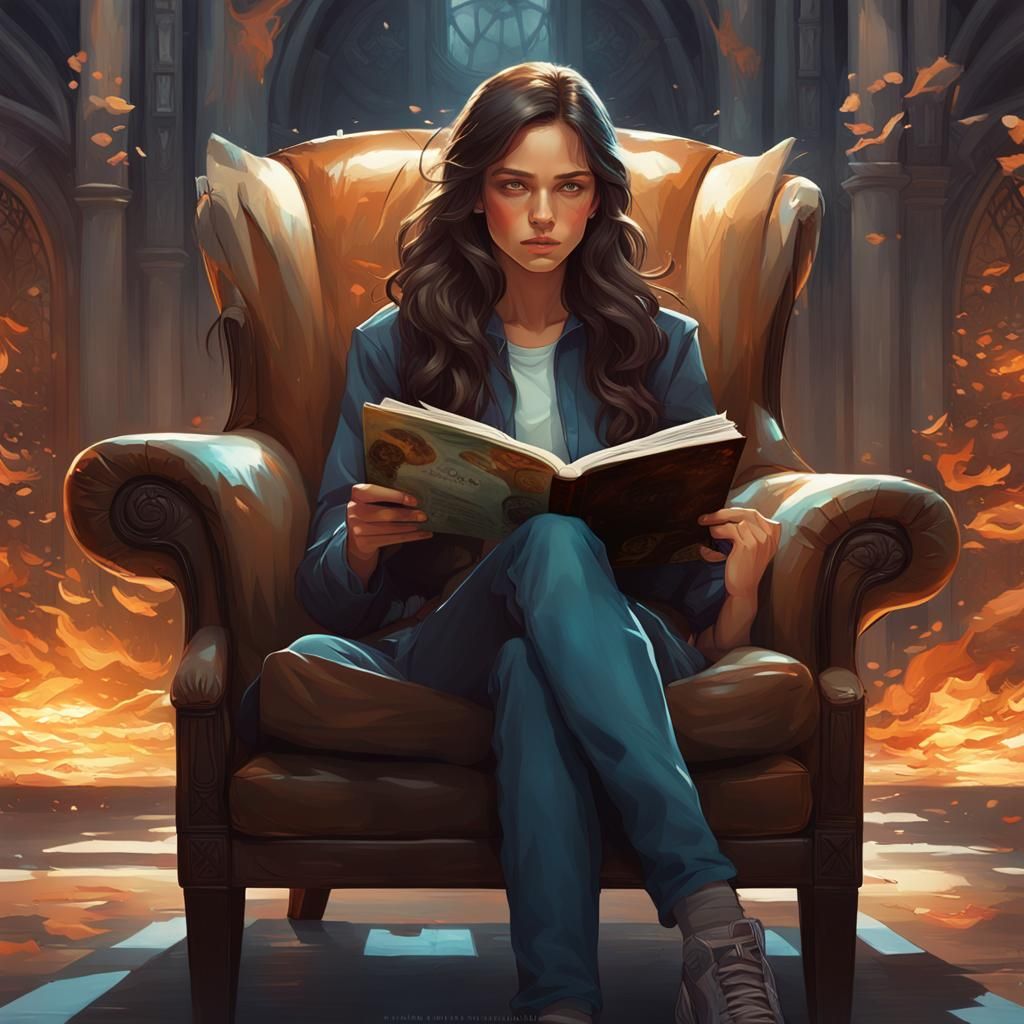 Detailed Portrait of Girl Reading, Artgerm Style