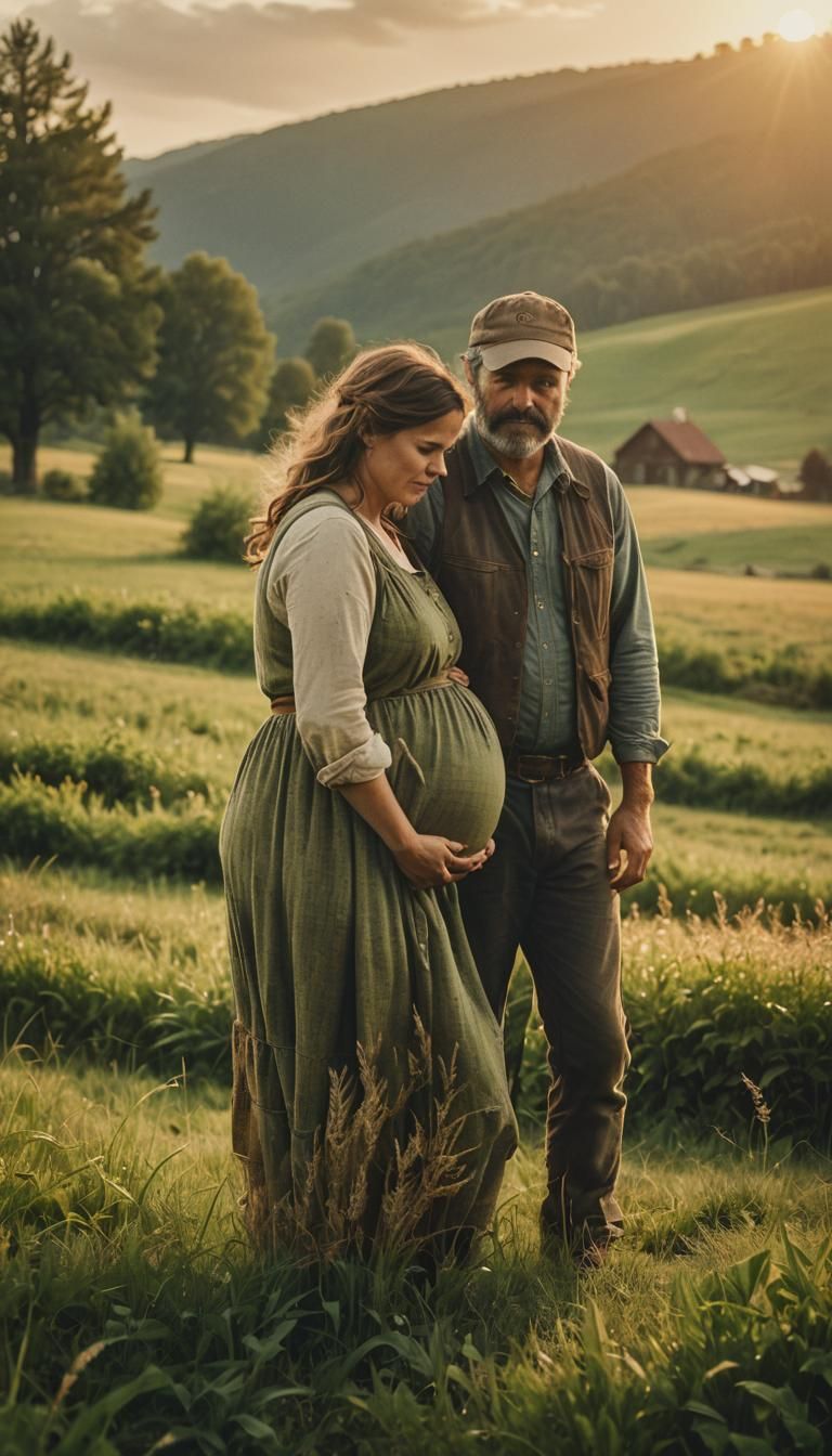 Heartfelt Film Still of Farmer and Wife