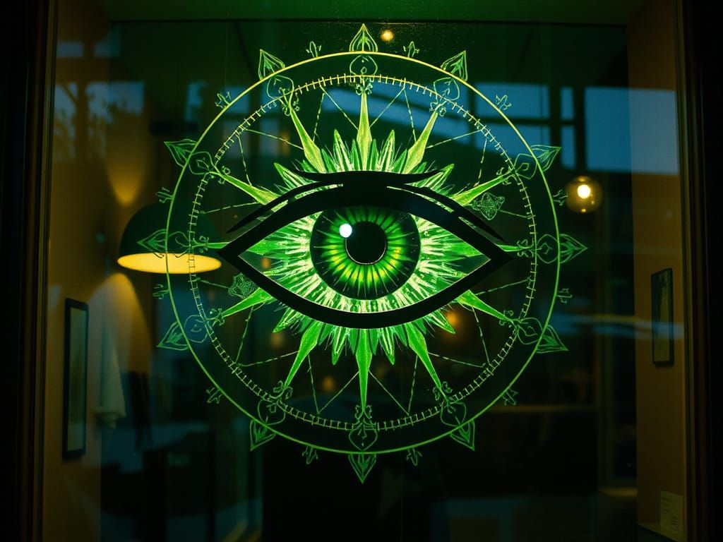 Ethereal Mystical Eye Shop Window in Cinematic Style