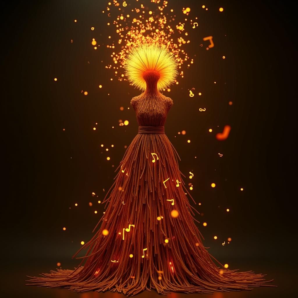 Broomstick Dress with Fire Hair in 4D